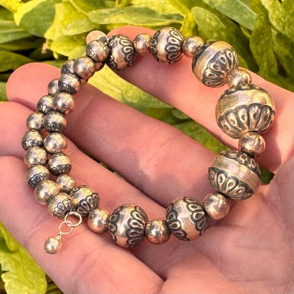 Carolyn Pollack 925 Sterling Silver Native Desert Pearl Wire Wrap Bracelet - Picture 5 of 15